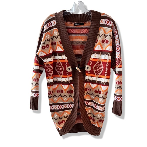 Women's Vintage COLOURS OF THE WORLD '70s Cardigan with Wooden Toggle Size S - Picture 6 of 11